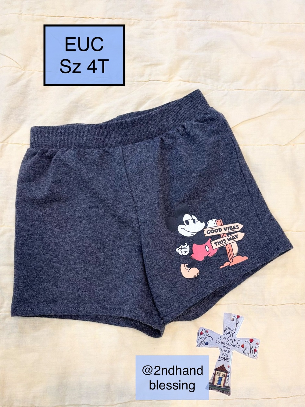 EUC Disney Mickey & Friends Graphic Shorts, Dark Heather Gray, Toddler Boy Sz 4T